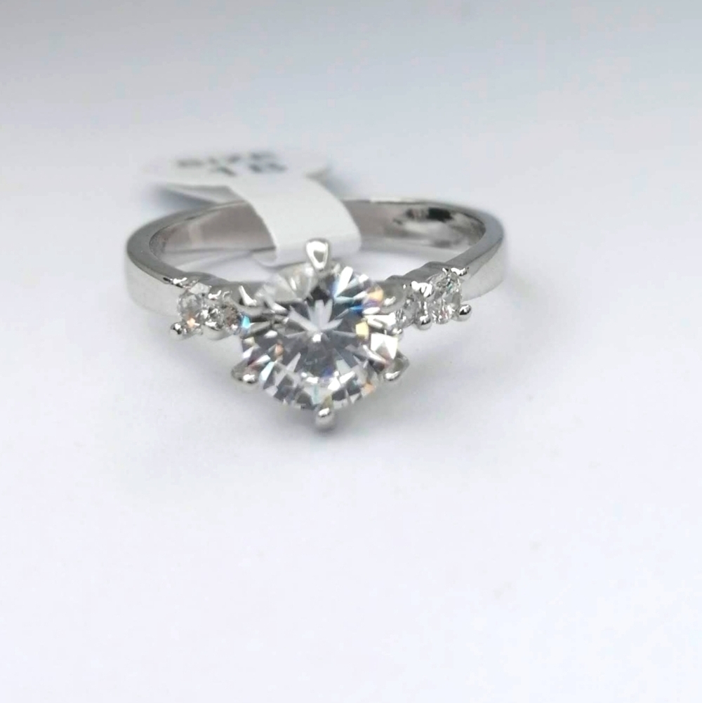 14k Real White Gold Plated Ring 9 US Silver Gem